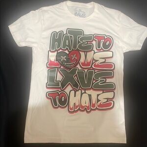 White Graphic Tee with Bold Text